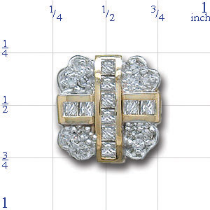Y1796 14K CHANNEL PRINCESS DIAMOND SLIDE WITH ROUND DIAMONDS 